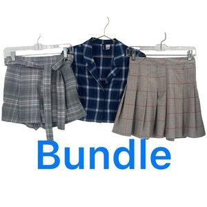 BUNDLE 💗 H&M DIVIDED 💗 Size 4 Plaid Top Skirt Shorts